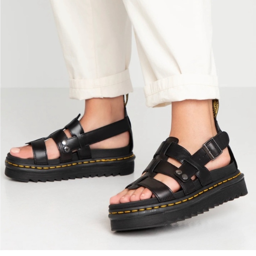 NEW DR MARTENS TERRY LEATHER STRAP SANDALS